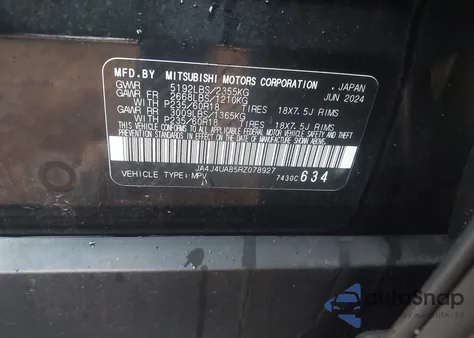 2024 Mitsubishi Outlander Es 2.5 S-Awc z USA, uszkodzony, nr VIN JA4J4UA85RZ078927